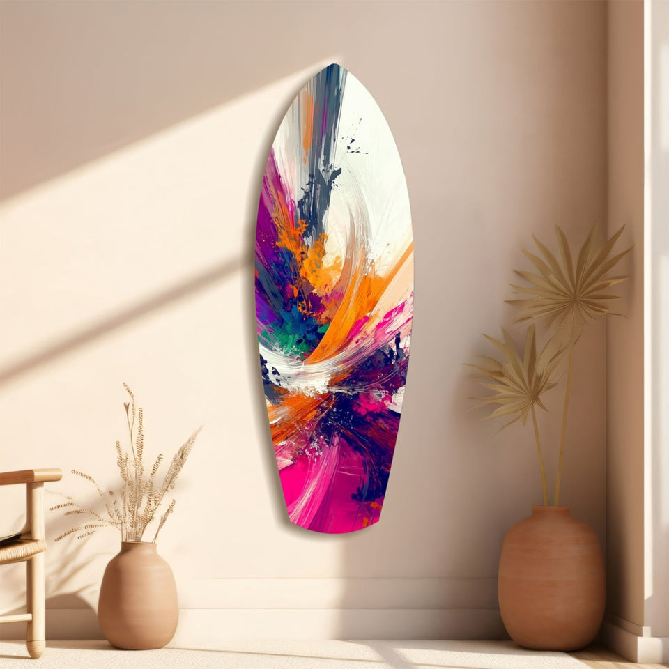 Abstract Paint Brushes Glass Wall Art
