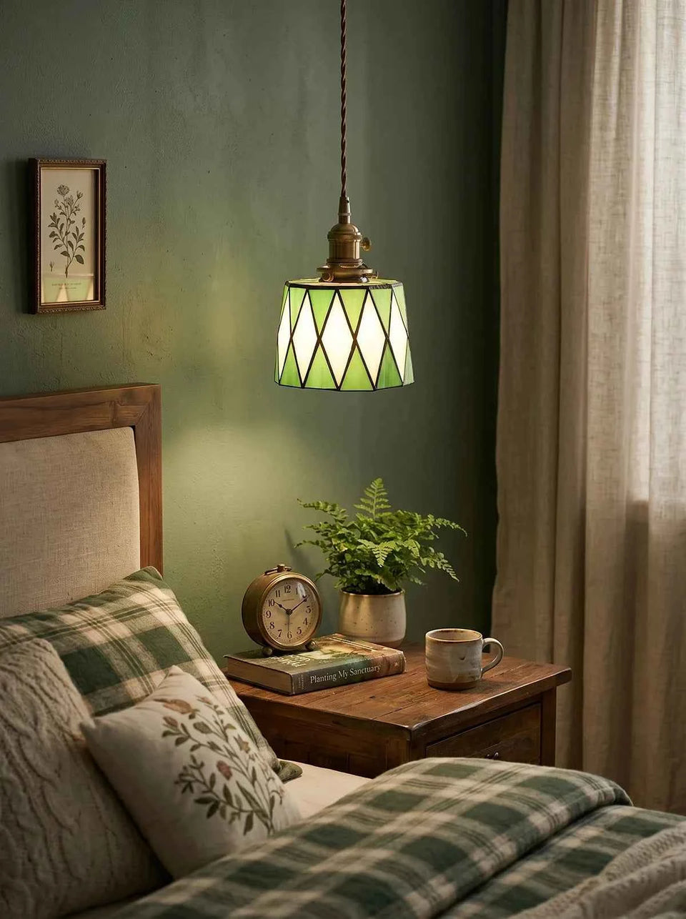 glass pendant light - side angle view