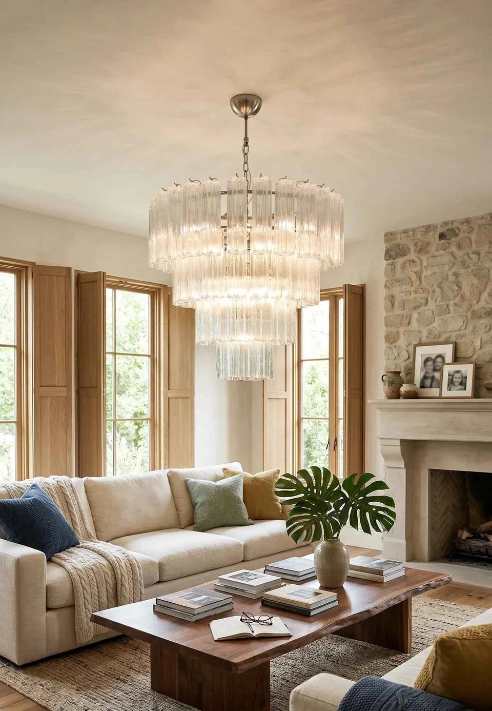 glass chandelier - side angle view
