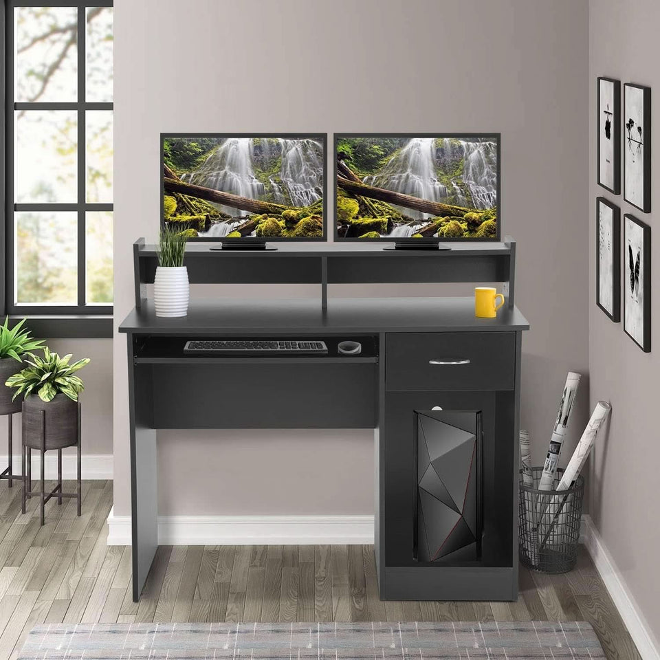 Stylish Office Desk with Drawers and Keyboard Tray