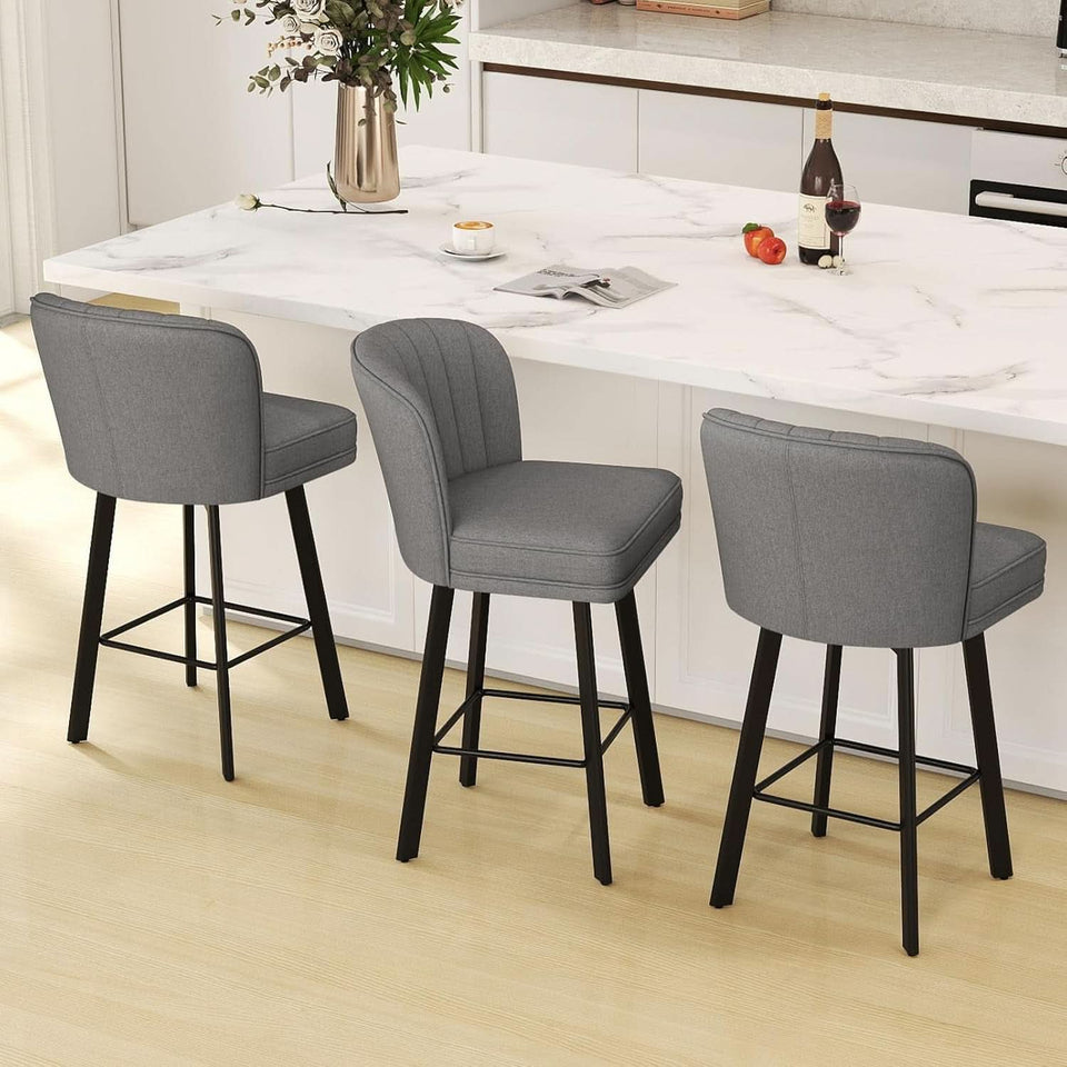 26 Counter Height Bar Stools Set Of 3 Gray Faux Leather