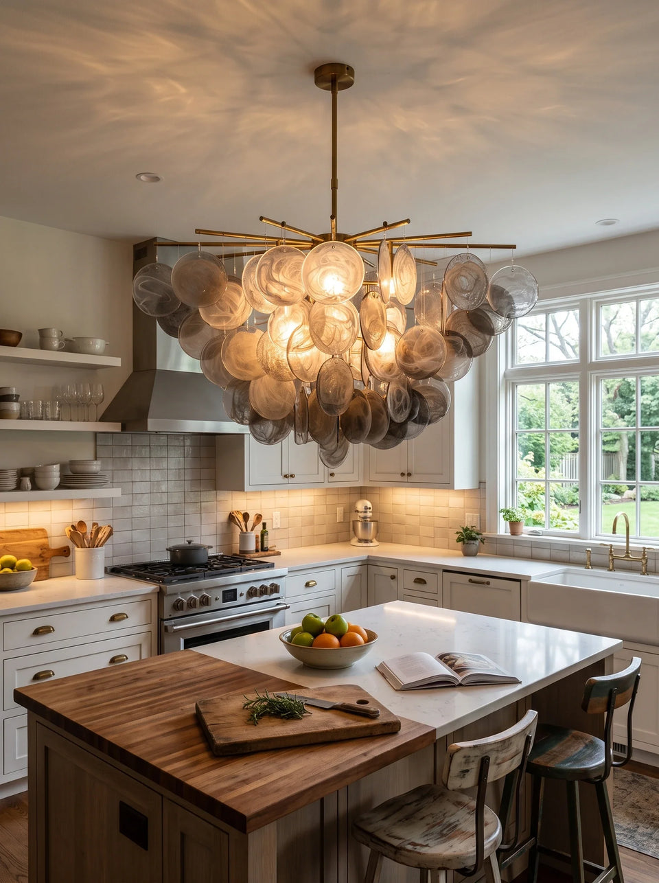 Tempest Smoked Glass Disc Chandelier