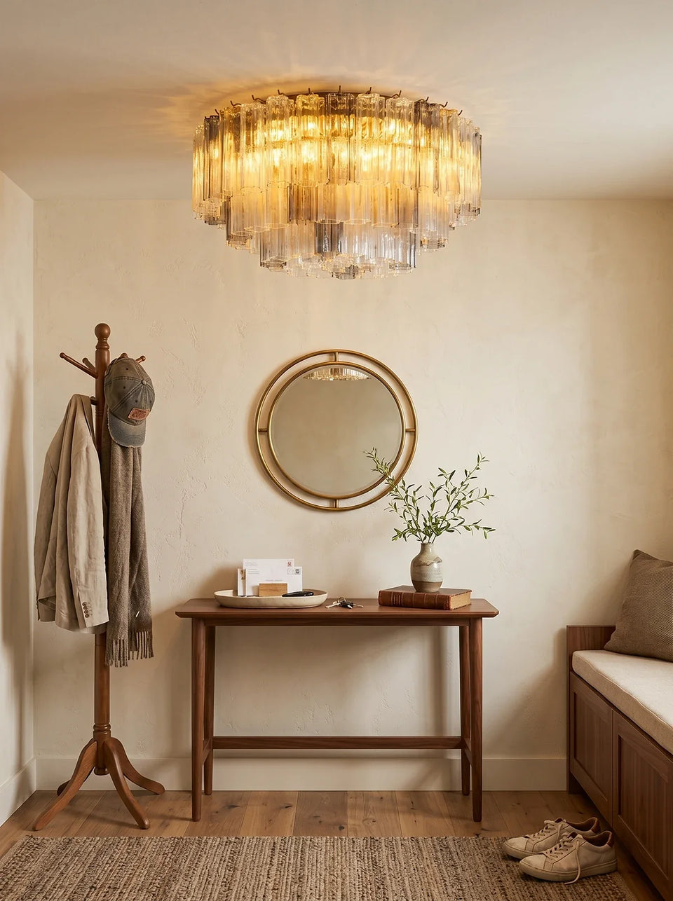 Amber + Smoke Gray + Transparent glass ceiling light - lifestyle setting