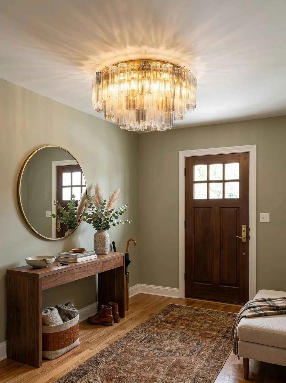 Amber + Smoke Gray + Transparent glass ceiling light - back view
