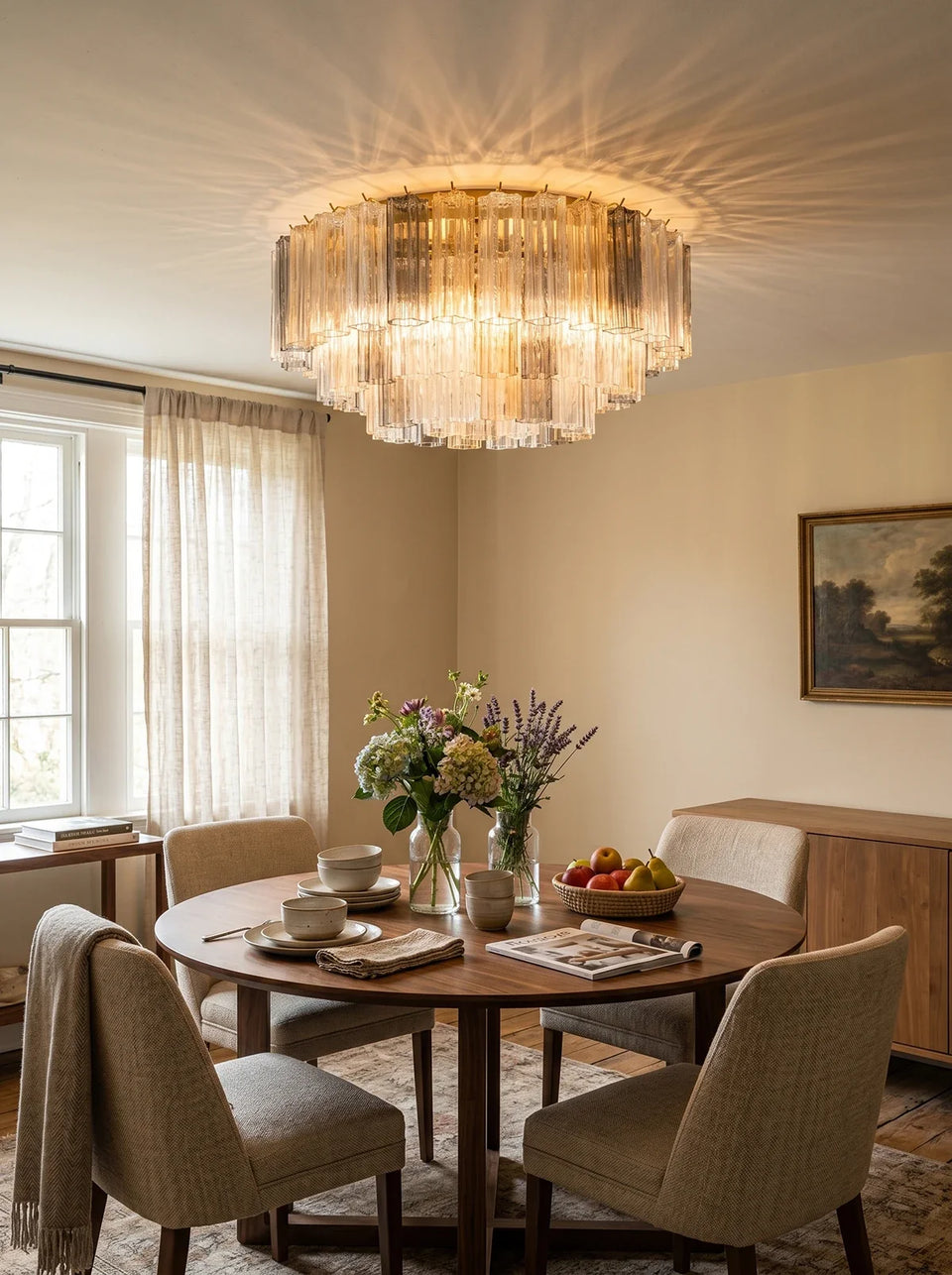 Amber + Smoke Gray + Transparent glass ceiling light - close-up detail