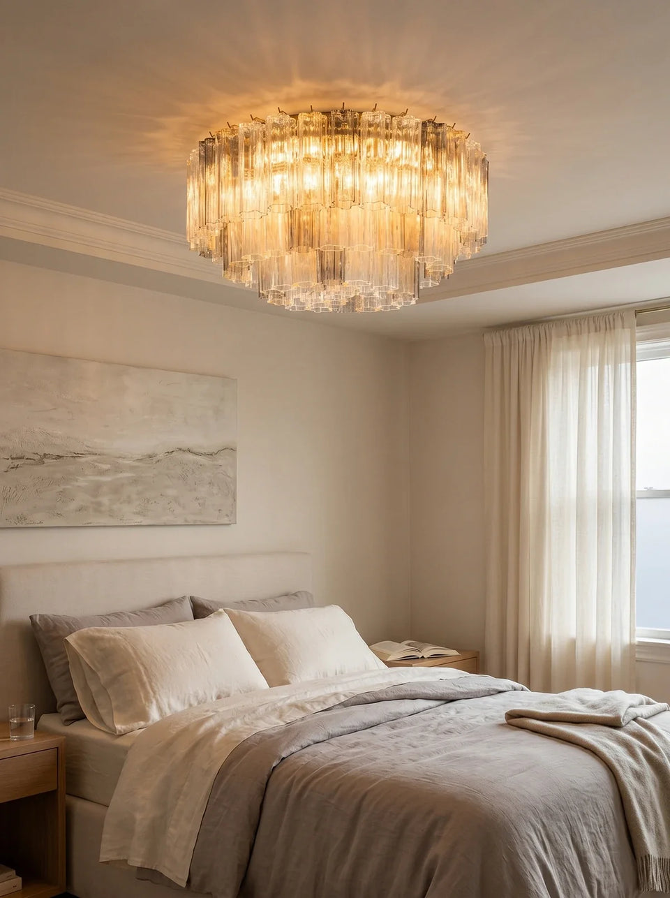 Amber + Smoke Gray + Transparent glass ceiling light - top view