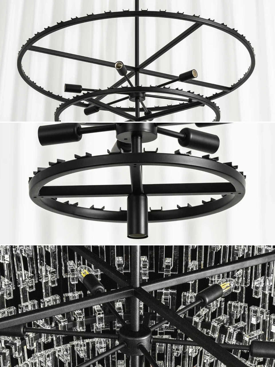 Tiered Clear Crystal Rod Chandelier