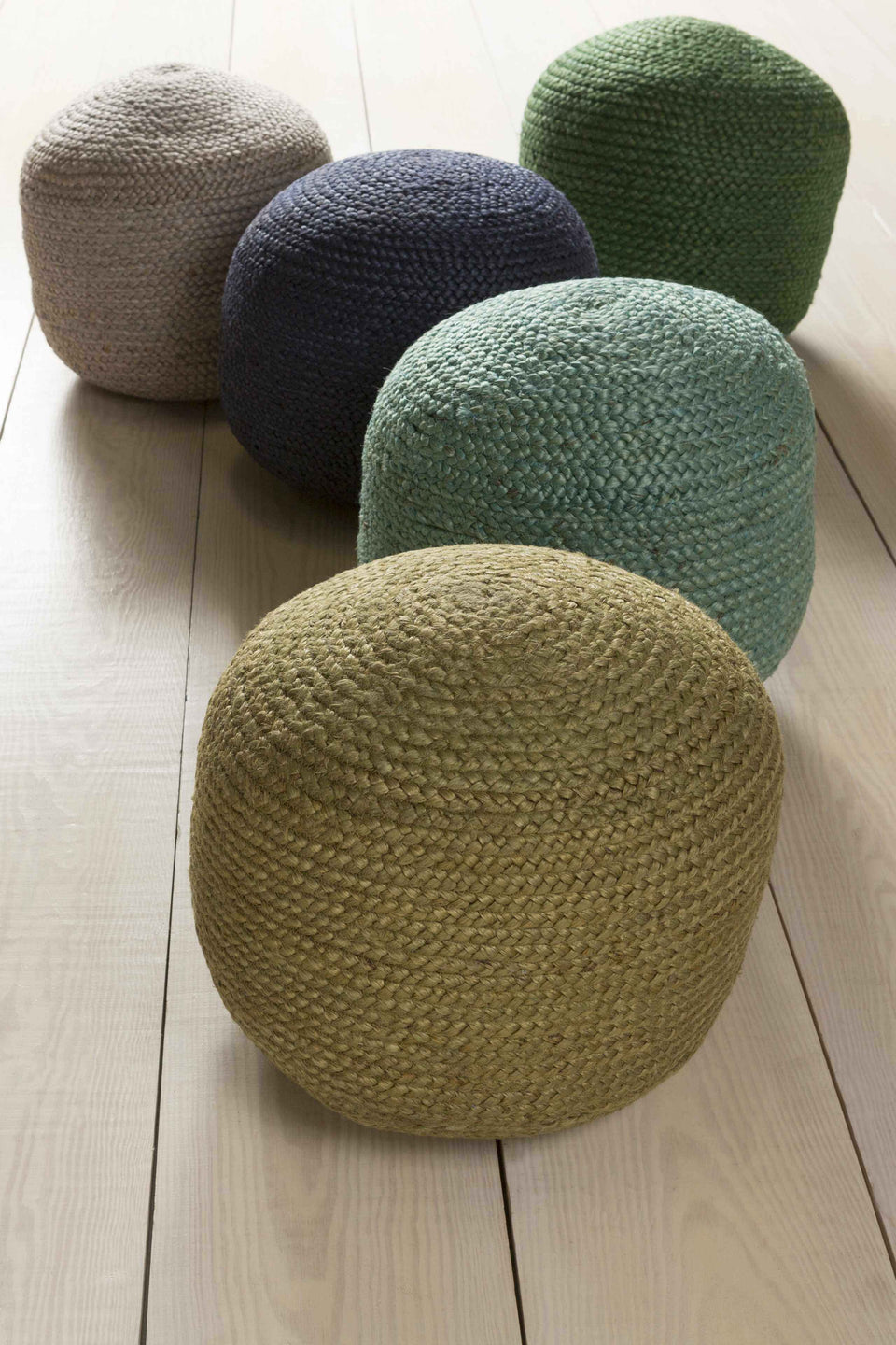Gail Navy Jute Knitted Pouf