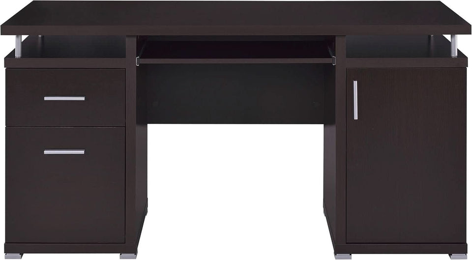 55 Inch Modern Wood Desk With 2 Drawers For Home Office