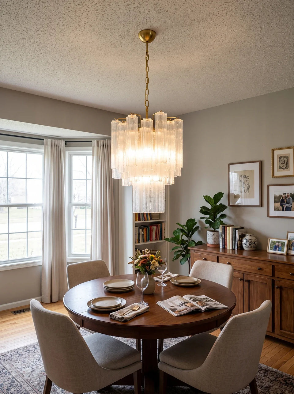 Nevara Fluted Glass Tube Clear Chandelier
