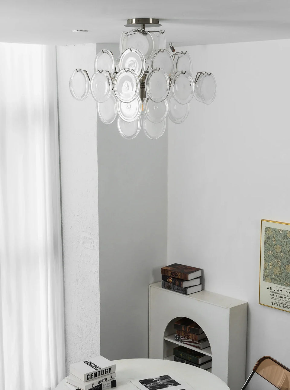 Transparent White Glass Disc Ceiling Light