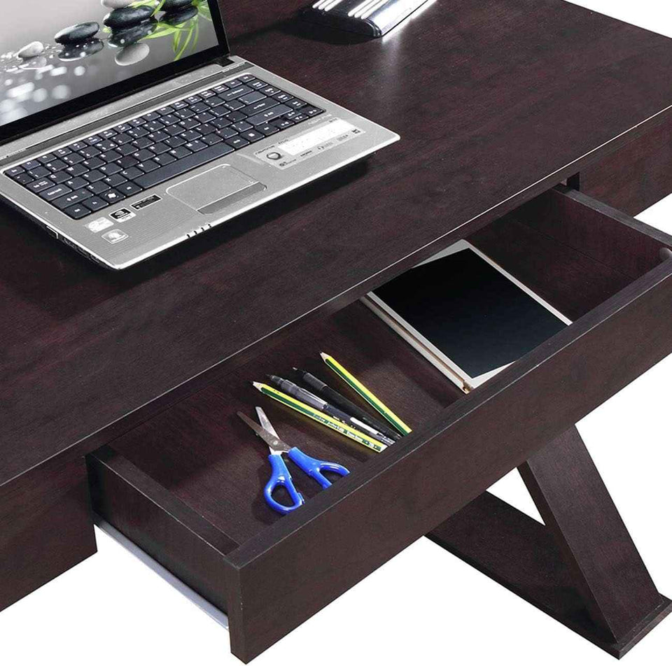 Trendy Espresso Writing Desk with Drawer and Storage