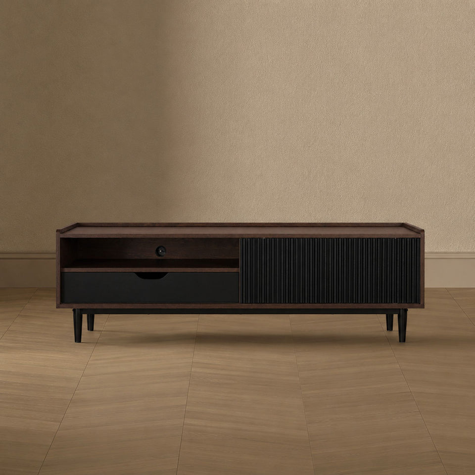 Duane 59" Fluted TV Stand in Black - lifestyle   front 1
