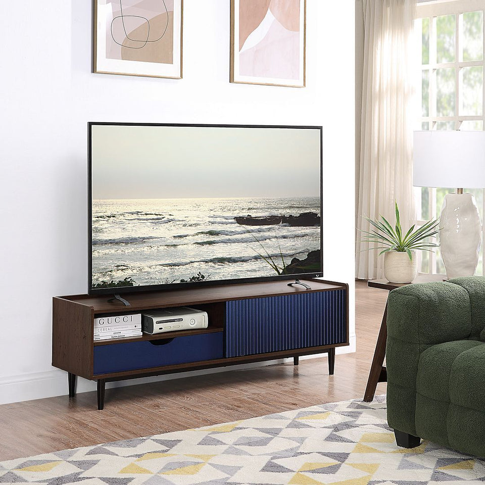 Duane 59" Fluted TV Stand in Navy Blue