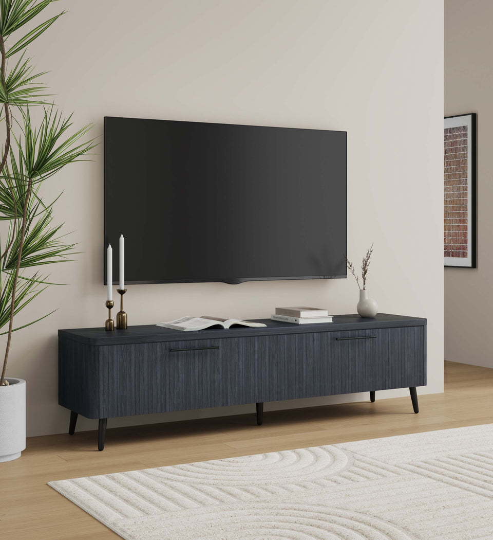 Jodie 69" Fluted TV Stand in Charcoal Gray