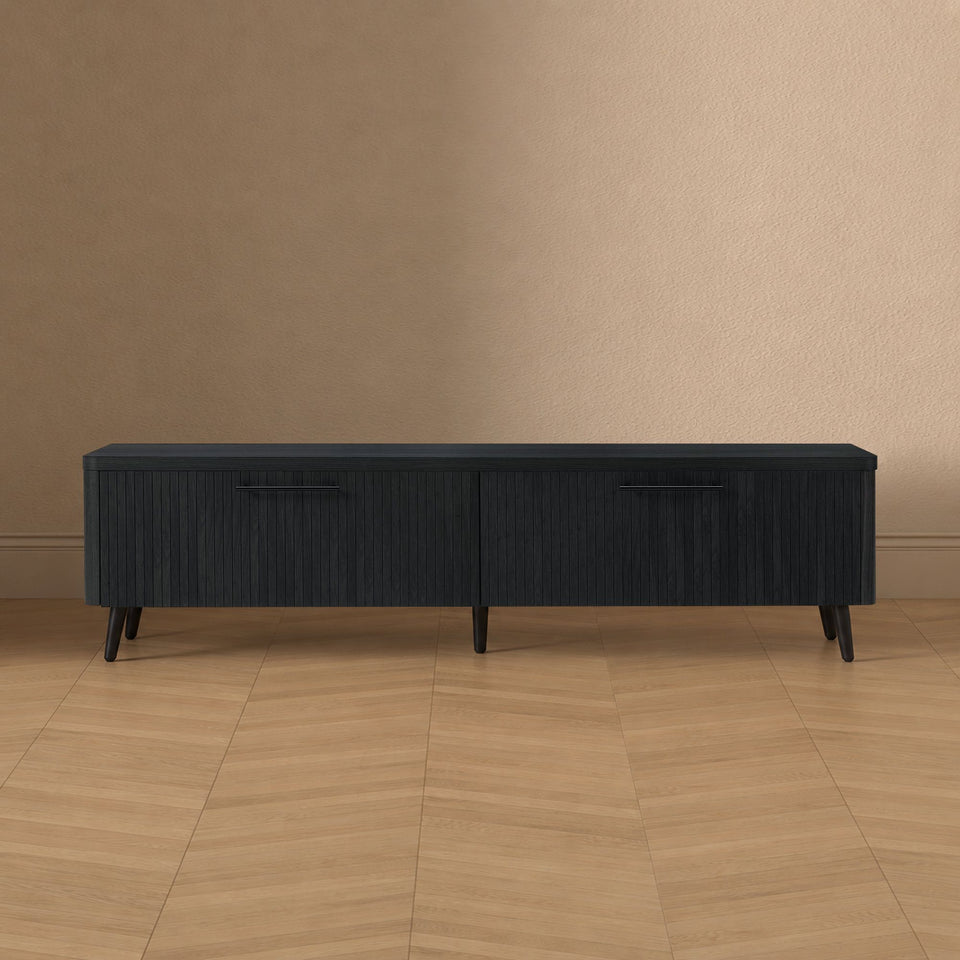 Jodie 69" Fluted TV Stand in Charcoal Gray