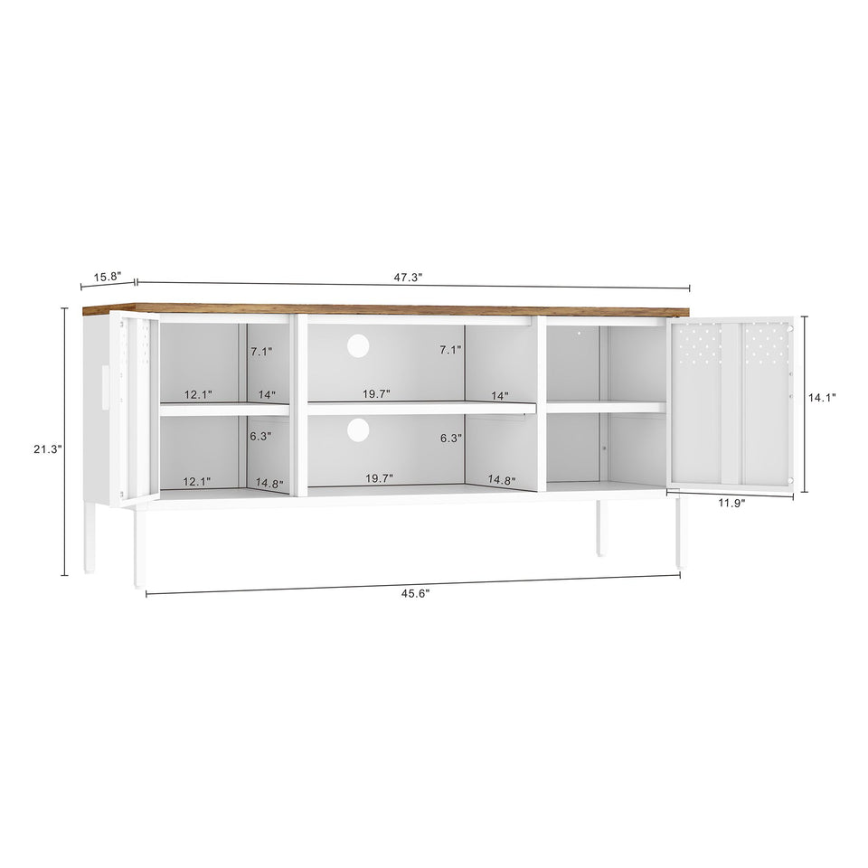 Landen 47" Metal Storage Cabinet in White