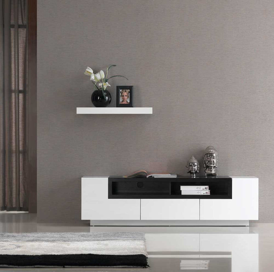 TV002 White Gloss Dark Oak