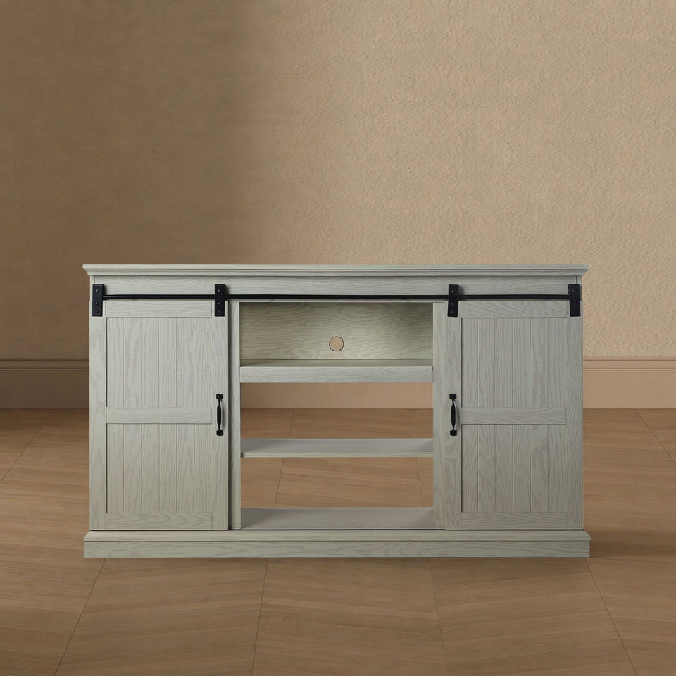 Myrtle 60" TV Stand in Cream Oak - lifestyle   front 1