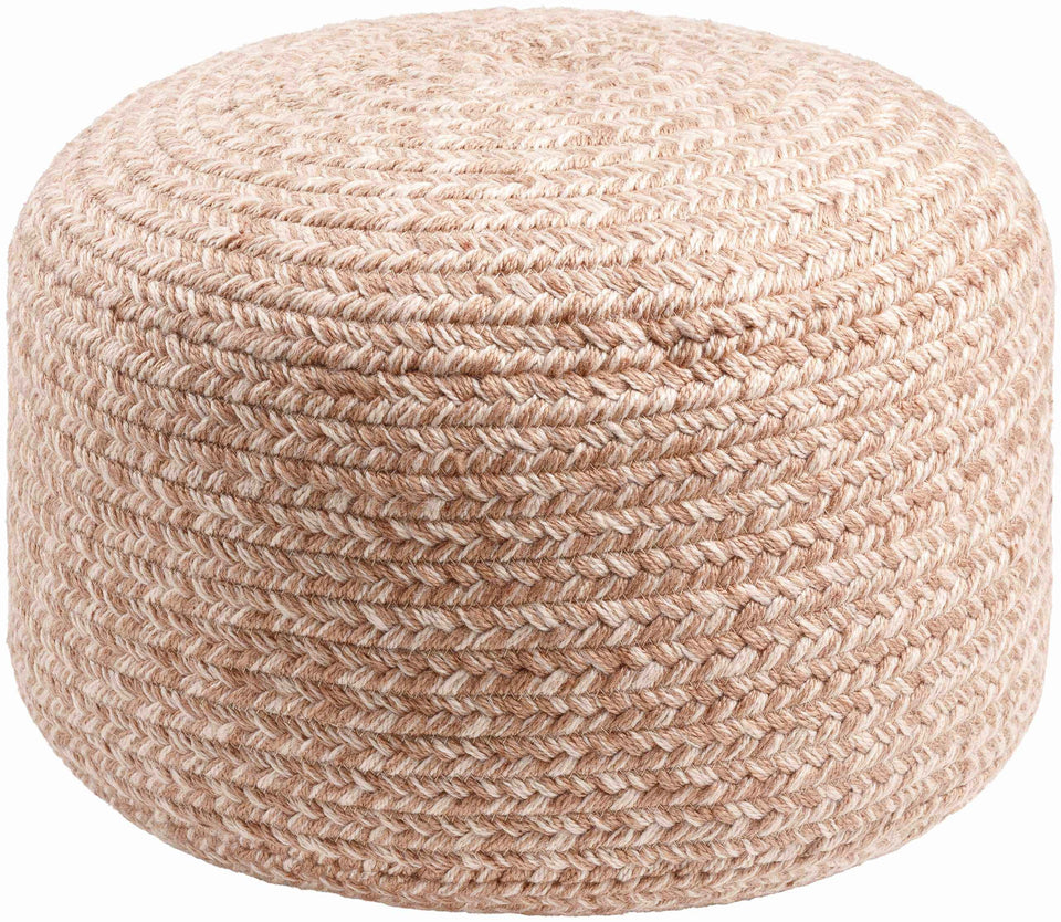 Tonanitla Natural Fiber Blush Knitted Outdoor Pouf