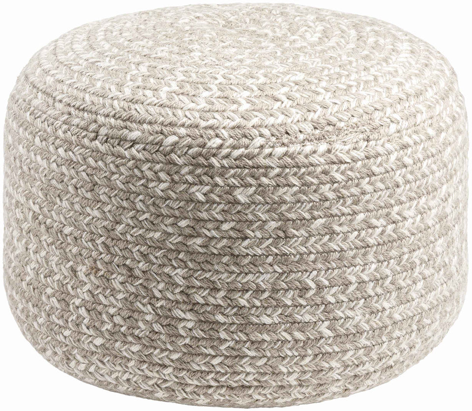 Tonanitla Natural Fiber Light Gray Knitted Outdoor Pouf