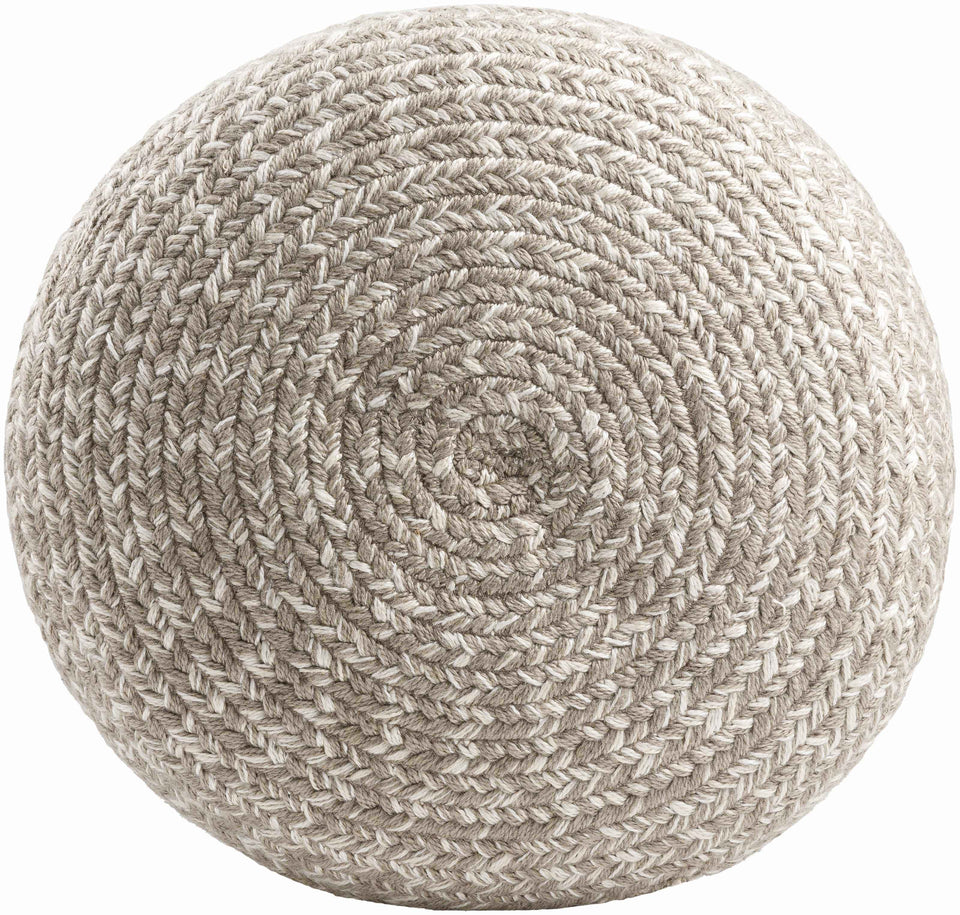 Tonanitla Natural Fiber Light Gray Knitted Outdoor Pouf
