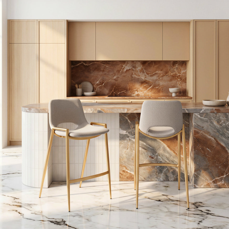 Desi Counter Stool (Set of 2) Beige & Gold