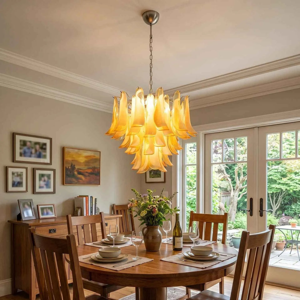 glass chandelier - side angle view