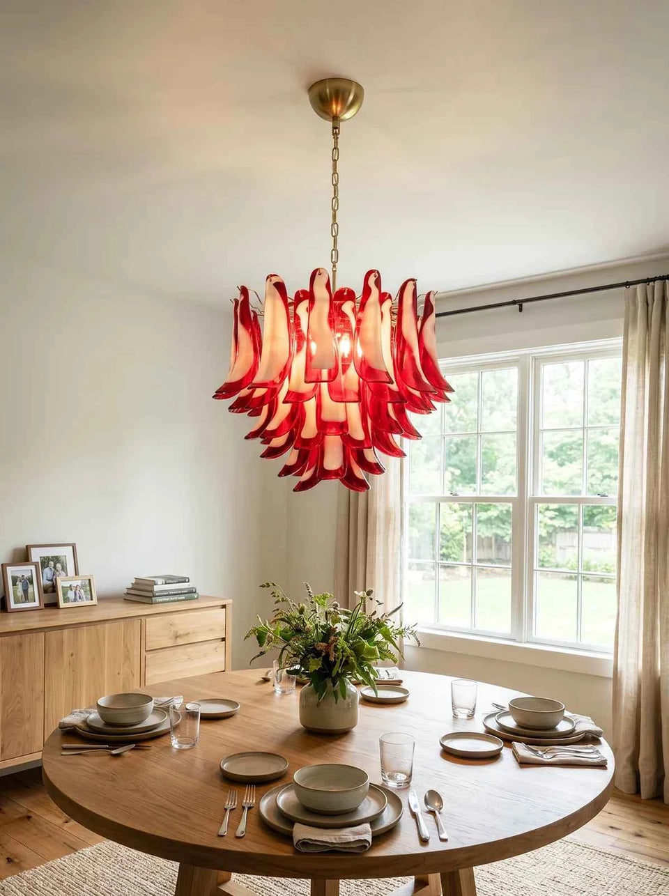 glass chandelier - side angle view