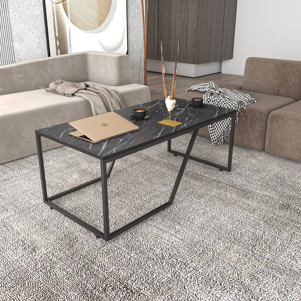Wendy 47 inch Wide Coffee Coctail Table with Metal Frame
