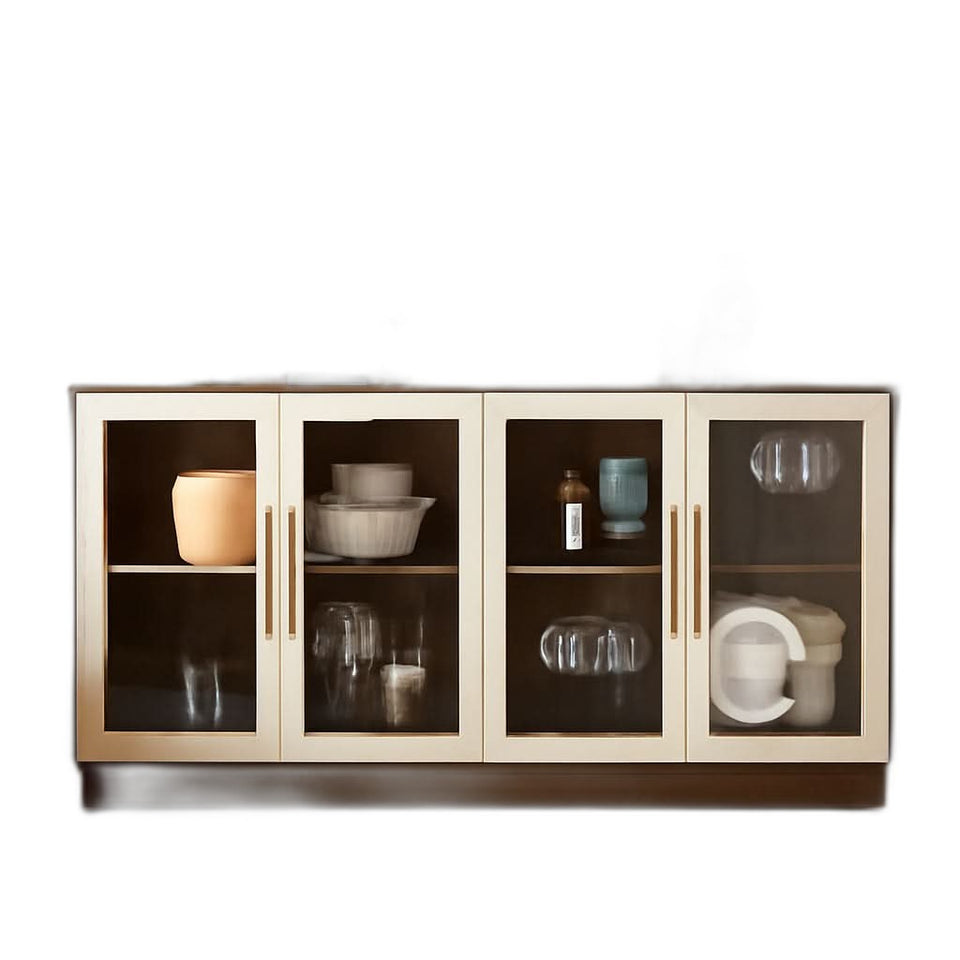 Brixston Modern Wood Glass Buffet Cabinet 64 Inch Wide