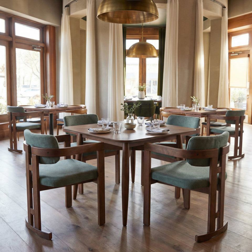 Poly Dining Chair Moss Gray & Walnut