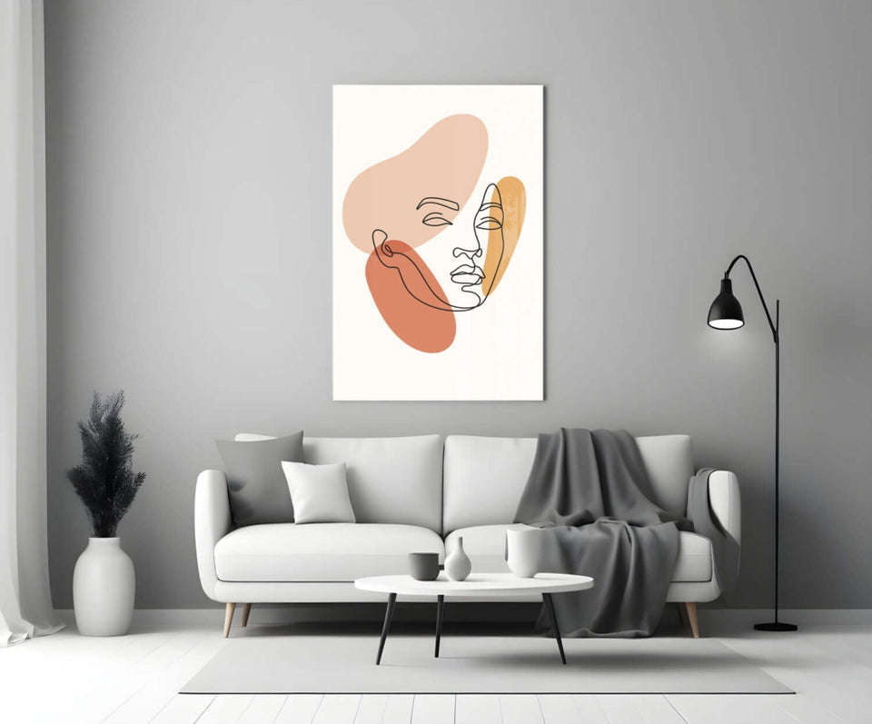 Abstract Face Organic Shapes Glass Wall Art