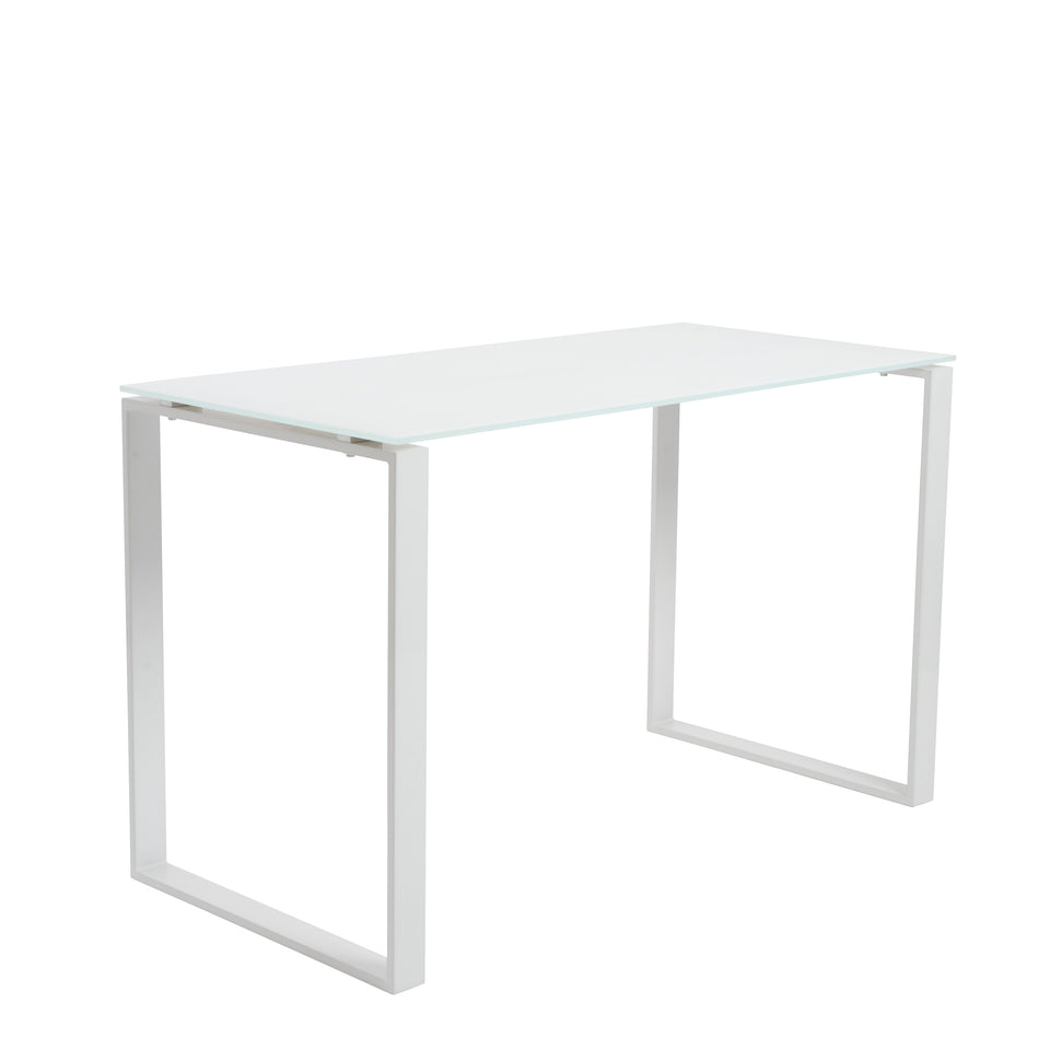 Diego Desk in Pure White Glass