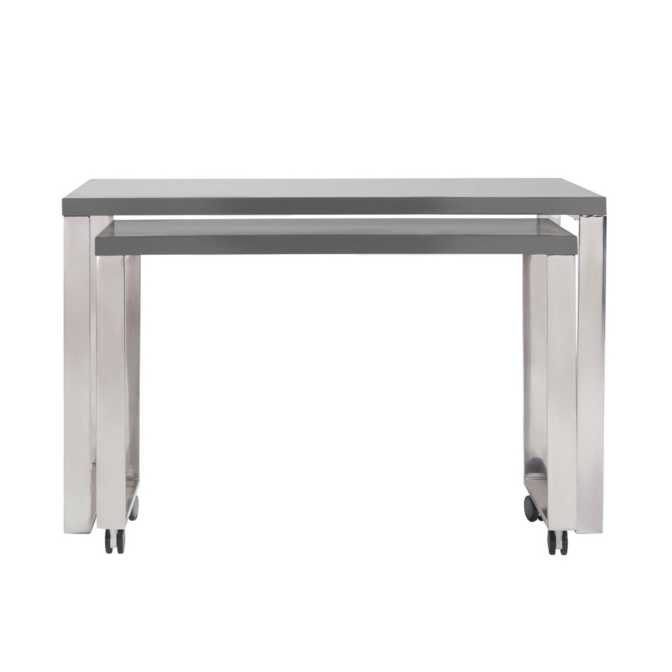 Dillon Side Return in in High Gloss Gray and Polished Stainless Steel Base