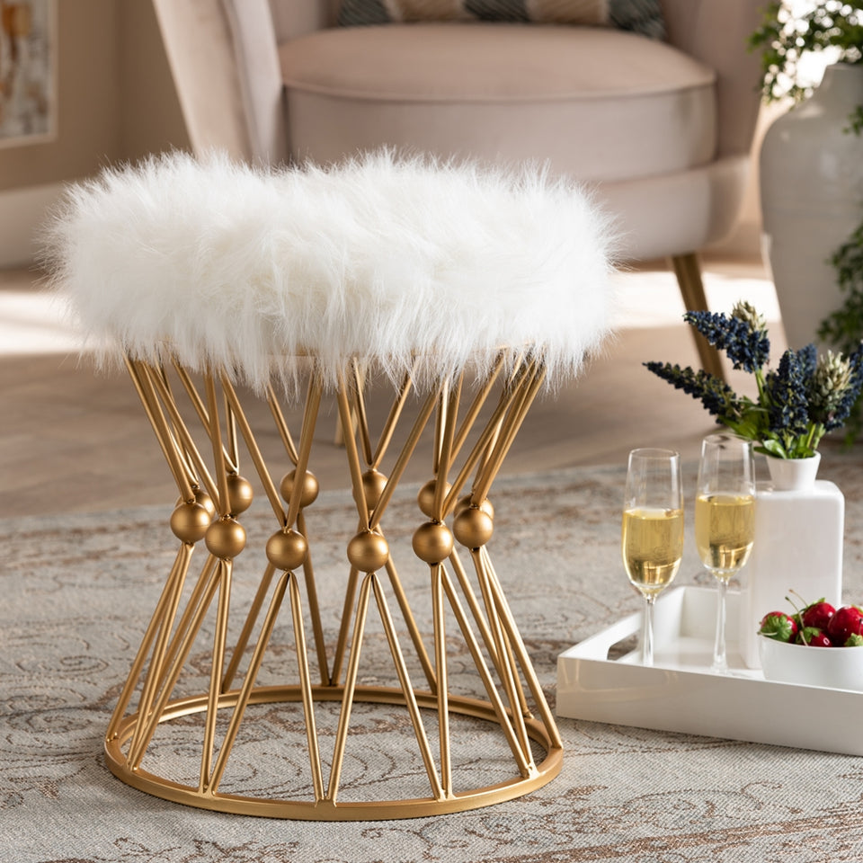 Lionie glam and luxe metal ottoman.