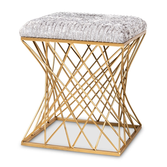 Fiore glam and luxe metal ottoman.