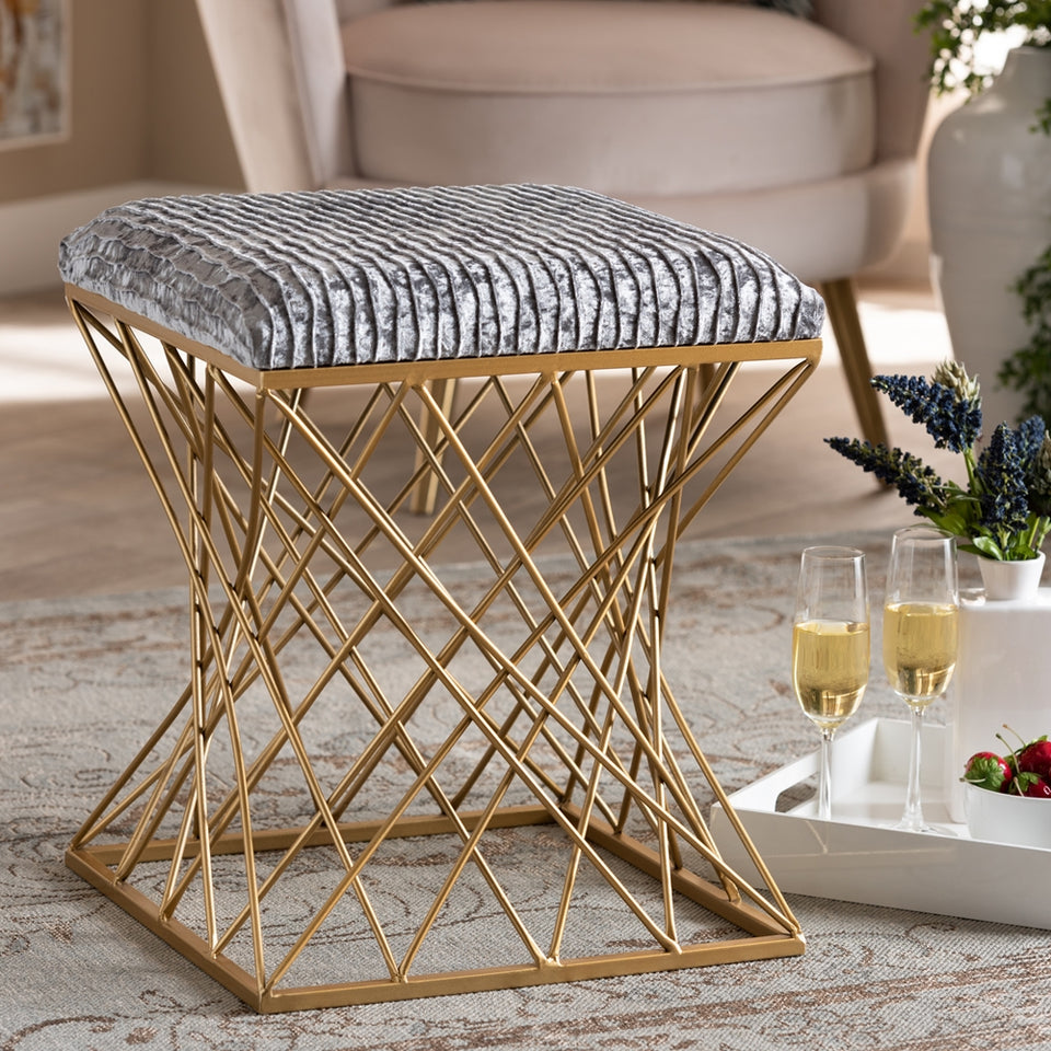 Fiore glam and luxe metal ottoman.