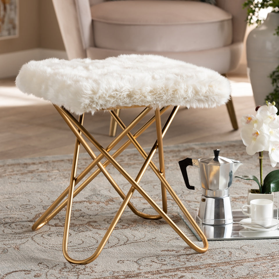 Valle glam and luxe metal ottoman.