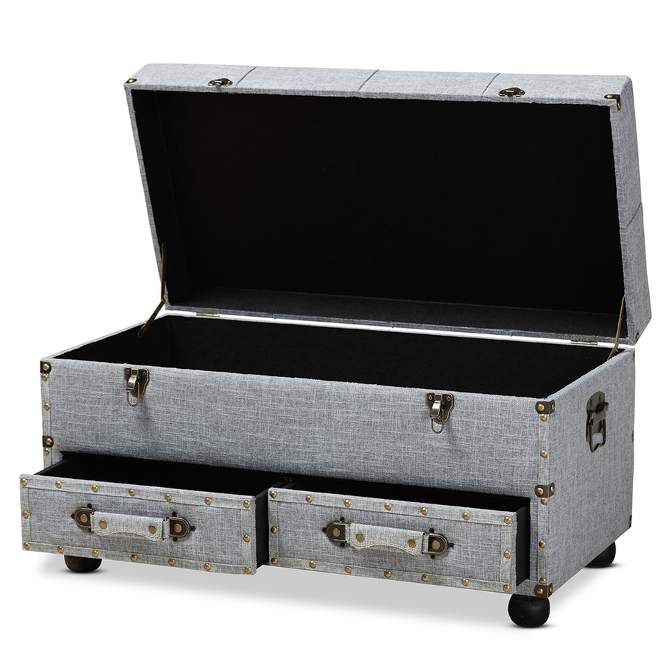 Flynn 2-drawer storage trunk ottoman.