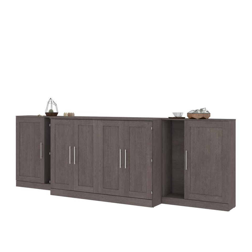 Pur by Bestar Queen Cabinet Bed with Two Storage Units - Bark Gray