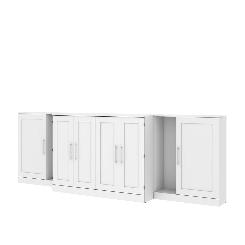 Pur by Bestar Full Cabinet Bed with Two Storage Units - White