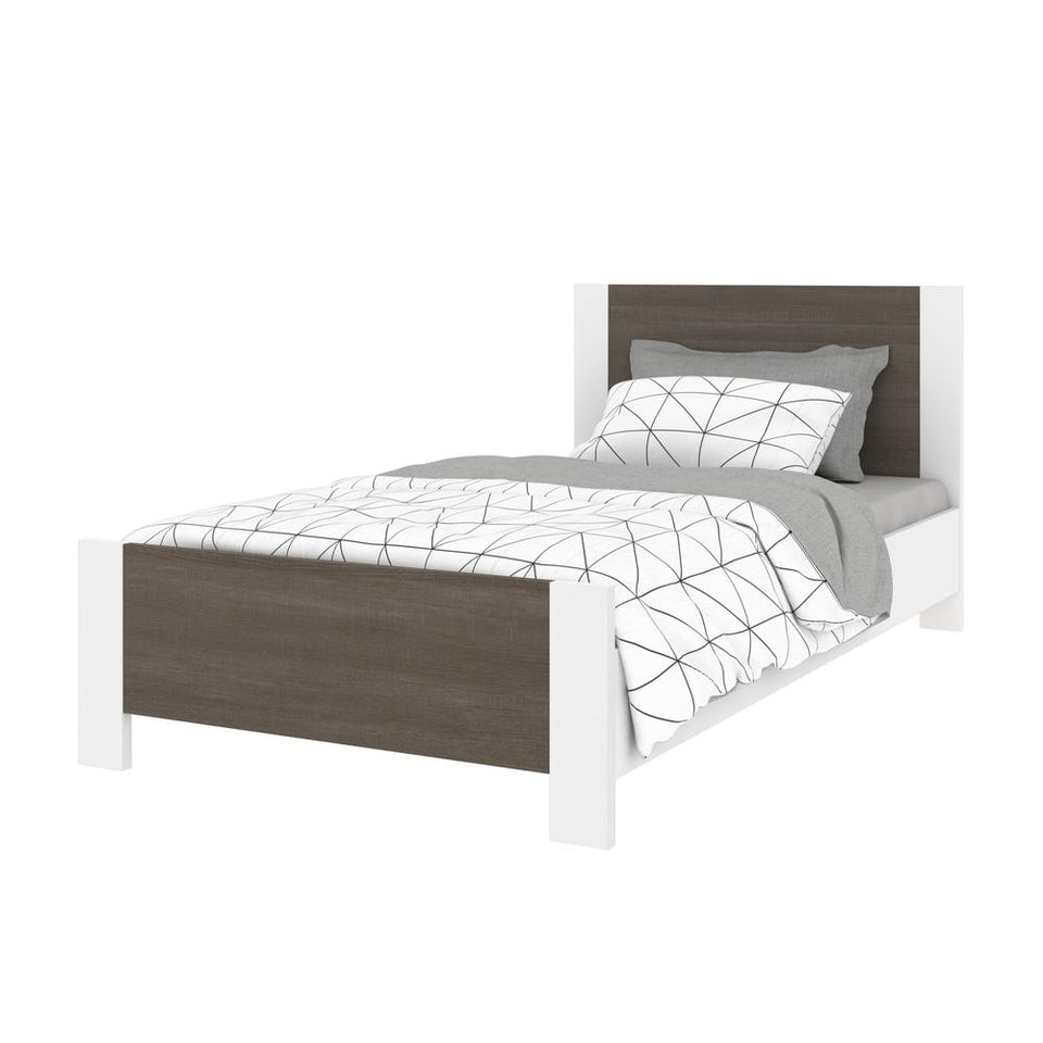 Bestar Sirah Twin Platform Bed - Bark Grey & White