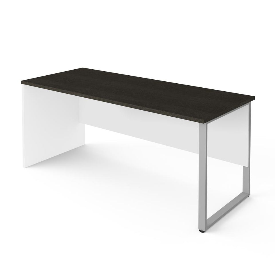 Bestar Pro-Concept Plus 72W Table Desk with Rectangular Metal Leg in white & deep grey
