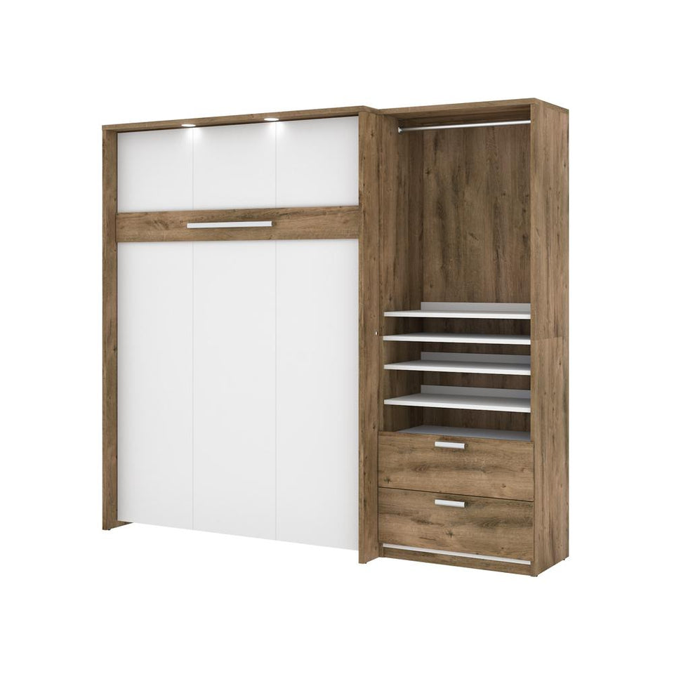 Cielo Premium 89" Full Wall Bed kit in Rustic Brown and White