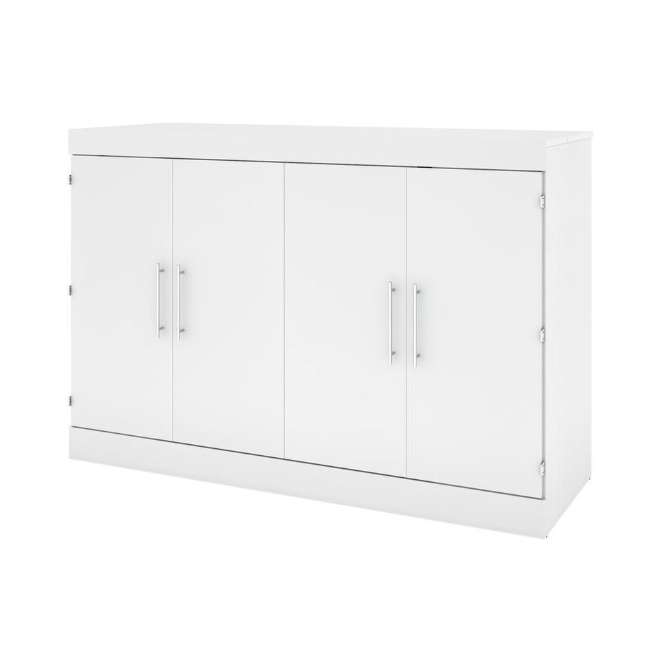 Nebula Queen Cabinet Bed with Mattress in White