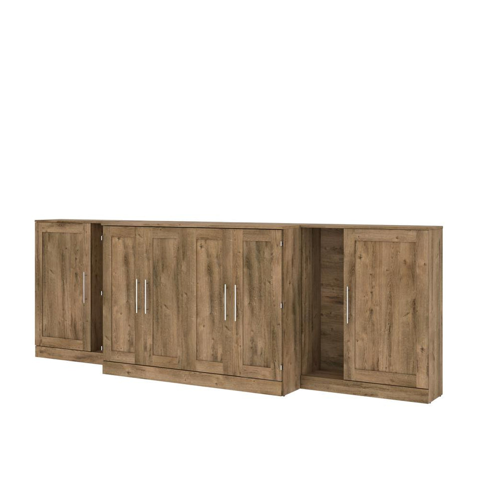 Pur by Bestar Full Cabinet Bed with Two Storage Units - Rustic Brown