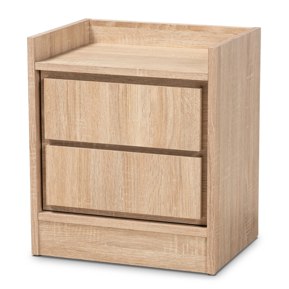 Hale modern and contemporary oak finished wood 1-door nightstand.