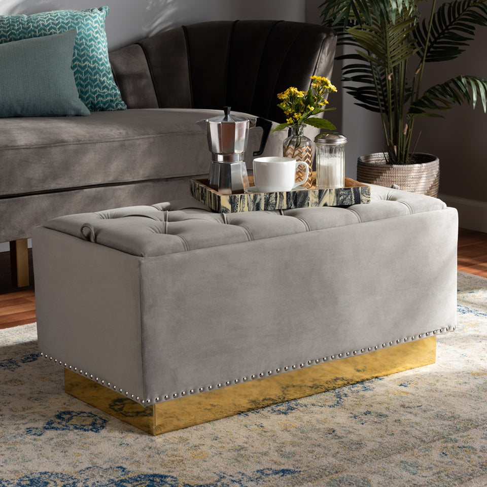 Powell glam and luxe storage ottoman.