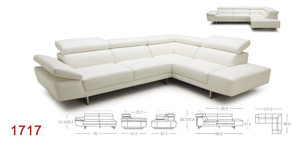 1717 Premium Leather Sectional Sofa.